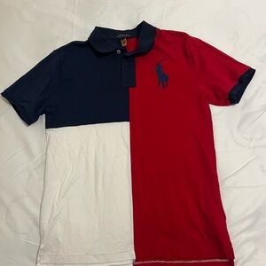 Polo by Ralph Lauren Colorblock Shirt Red, Navy, and White Boys Size Large 14/16